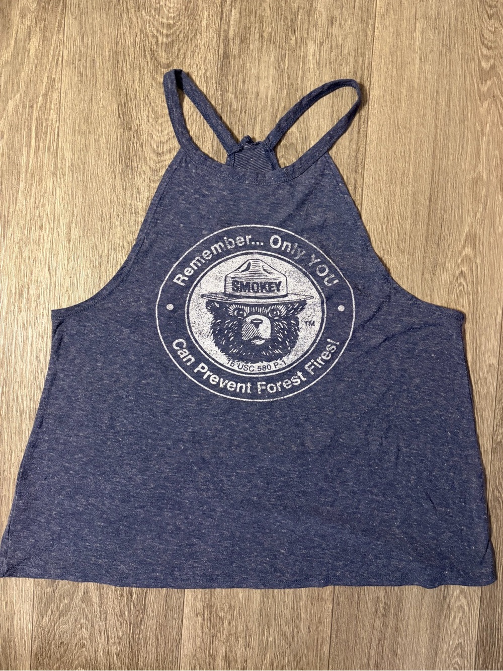 Smokey Bear Navy Graphic Racerback Tank Top